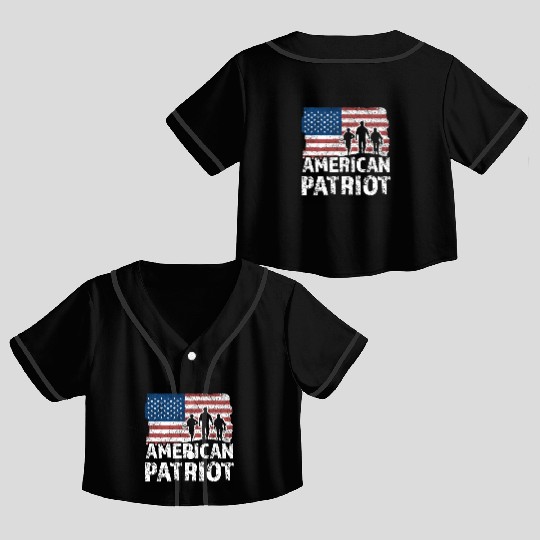 American Patriot Military Soldier Us Flag Veteran Crop Top Baseball Jerseys