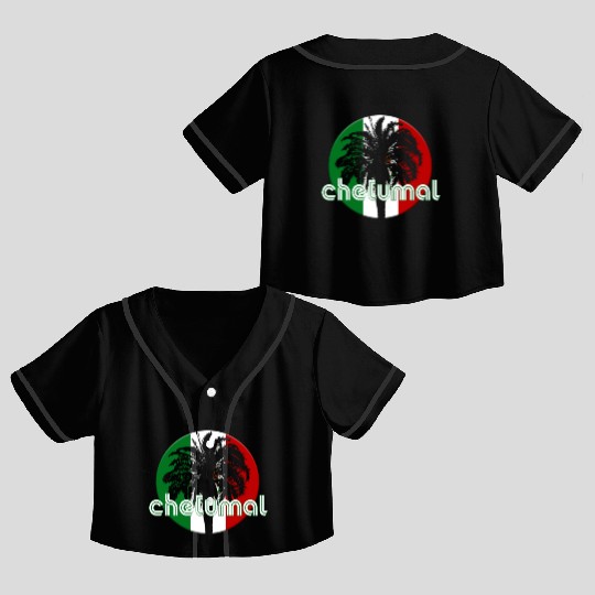 Chetumal Mexico Flag Native Palm Tree Mexican Crop Top Baseball Jerseys