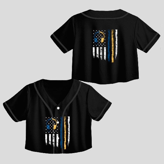 Gold Blue Line 911 Police Dispatcher First Crop Top Baseball Jerseys