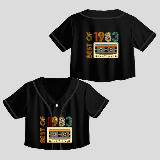 Born In 1983 Best Of 1983 Cassette Tape Crop Top Baseball Jerseys