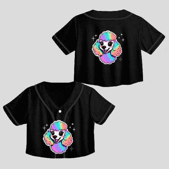 Rainbow Poodle Dog Lover Puppy Crop Top Baseball Jerseys