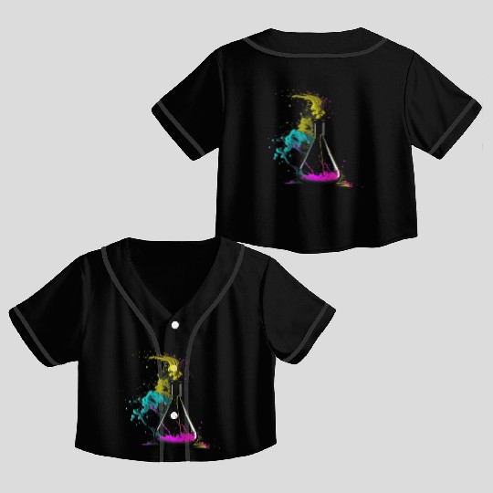Chemist splash art tube retro chemistry laboratory Crop Top Baseball Jerseys