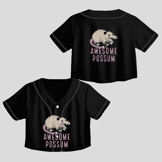 Awesome Possum Funny Design Trash Lover Crop Top Baseball Jerseys
