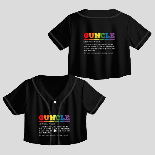 Guncle Definition Proud Gay Uncle Lgbtq Pride Rain Crop Top Baseball Jerseys