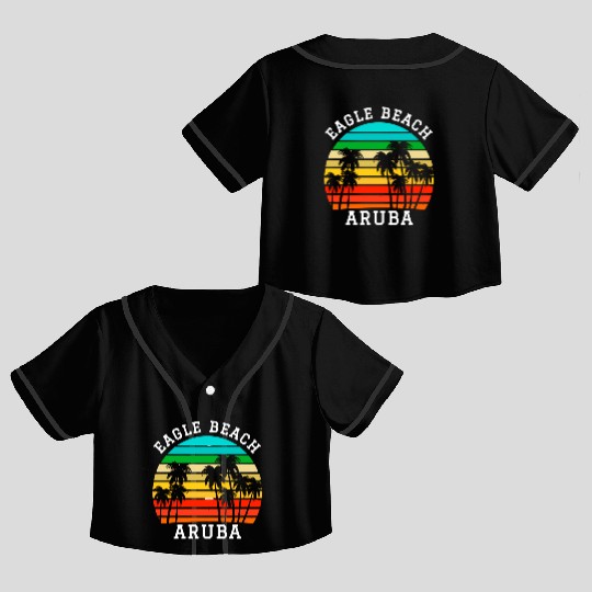 Eagle Beach Aruba Family Vacation Sunset Palm Crop Top Baseball Jerseys