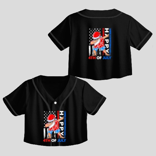 Summer Santa Dabbing Happy Christmas In July 4th Crop Top Baseball Jerseys