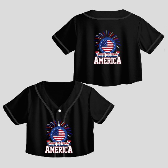 God Bless America Independence Day USA Patriot Crop Top Baseball Jerseys