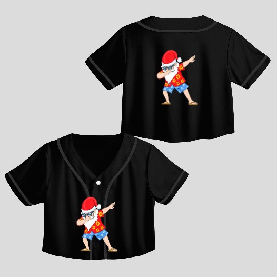 Christmas in July Santa Hawaiian Dabbing Santa Crop Top Baseball Jerseys