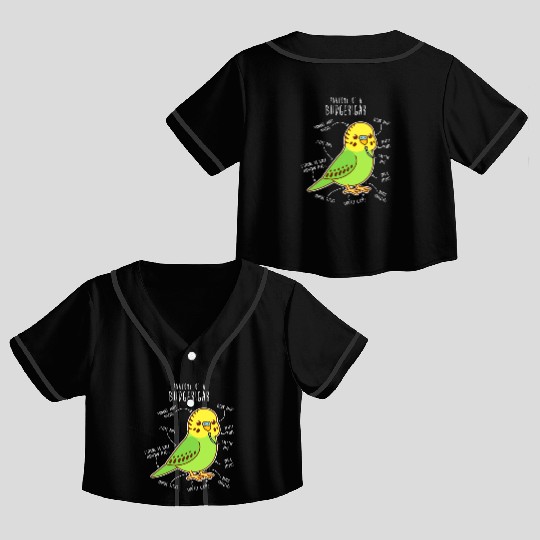 Green Budgie Anatomy Crop Top Baseball Jerseys