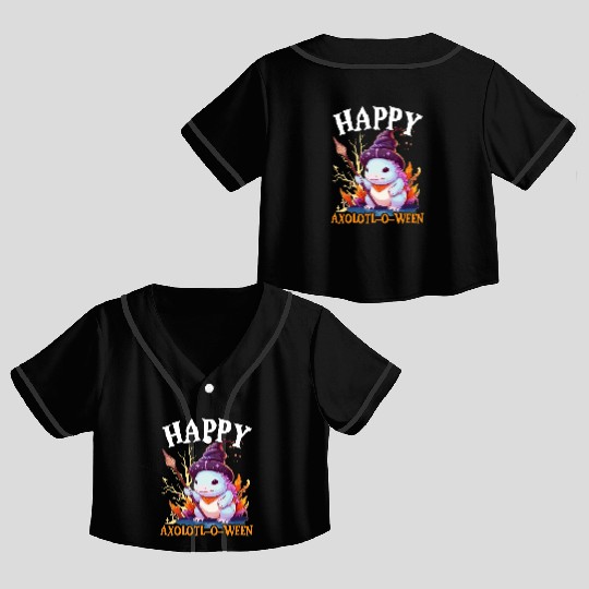 Axolotl Halloween Trick Or Treat Amphibian Axolotl Crop Top Baseball Jerseys