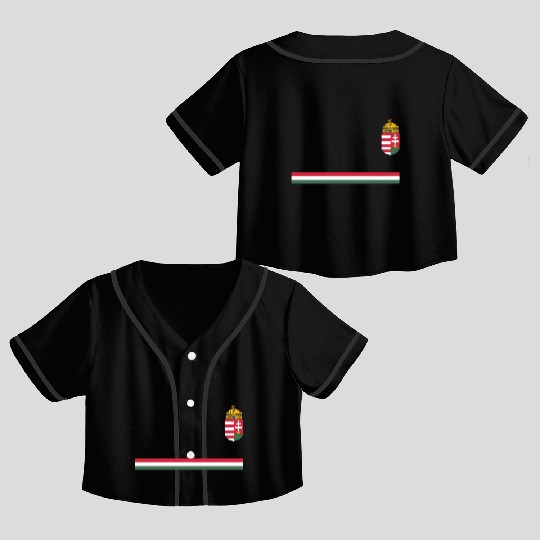 Sports-Style National Pride Hungarian Crop Top Baseball Jerseys