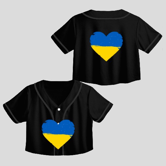 Ukraine Flag Ukrainian Heart Crop Top Baseball Jerseys
