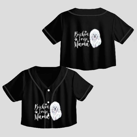 Bichon Frise Mama Crop Top Baseball Jerseys