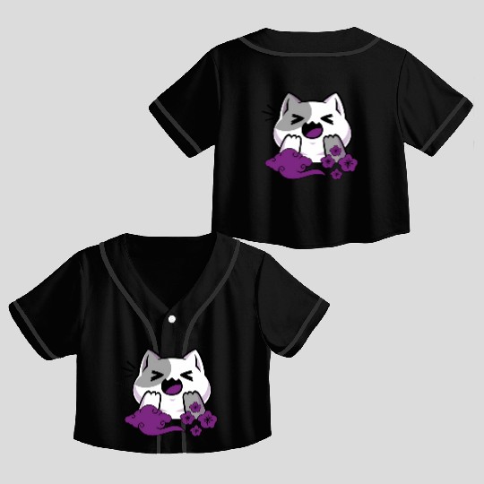 Asexual Subtle Ace Pride Anime And Cat Japanese Crop Top Baseball Jerseys