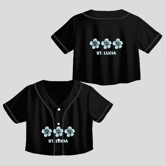 St Lucia Tropical Hibiscus Flower Crop Top Baseball Jerseys