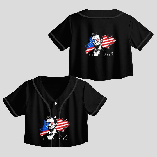 Merica Lincoln President Independence Day Party Crop Top Baseball Jerseys