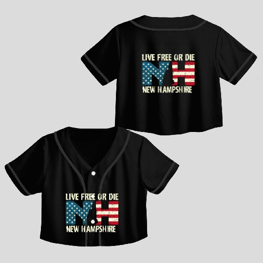 New Hampshire Patriotic Live Free Or Die Product Crop Top Baseball Jerseys
