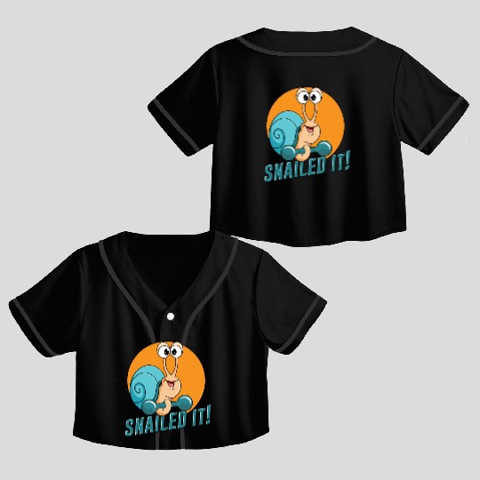 Snail Slow and Steady Wins the Race | Snailed It Crop Top Baseball Jerseys