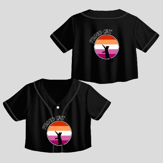 LGBTQ Proud Cat, Pride Month, Lesbian Flag Crop Top Baseball Jerseys