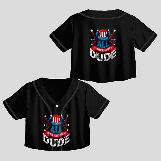 All American Dude American Pride US Patriot Crop Top Baseball Jerseys