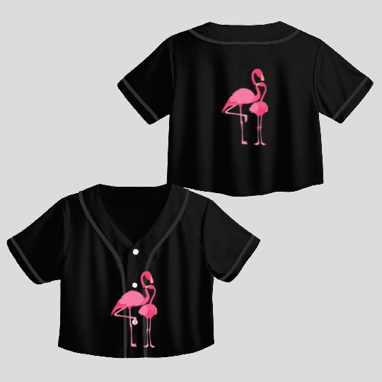 Flamingo with Child Crop Top Baseball Jerseys