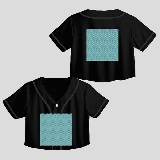Retro Teal Chevron Pattern Crop Top Baseball Jerseys