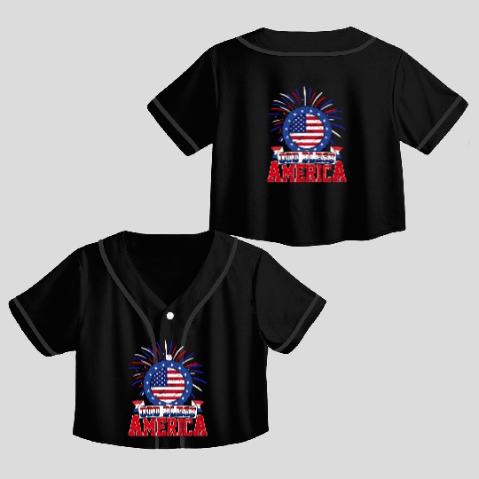 God Bless America Independence Day USA Patriot Crop Top Baseball Jerseys