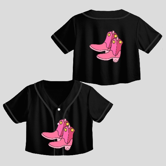 Pink Cowgirl Boots Cowgirl Crop Top Baseball Jerseys