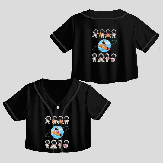 WINKYES - Funny Astronauts Crop Top Baseball Jerseys