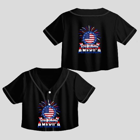 God Bless America Independence Day USA Patriot Crop Top Baseball Jerseys