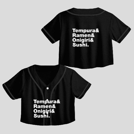 Japanese Foods Tempura Ramen Onigiri Sushi 70s Crop Top Baseball Jerseys