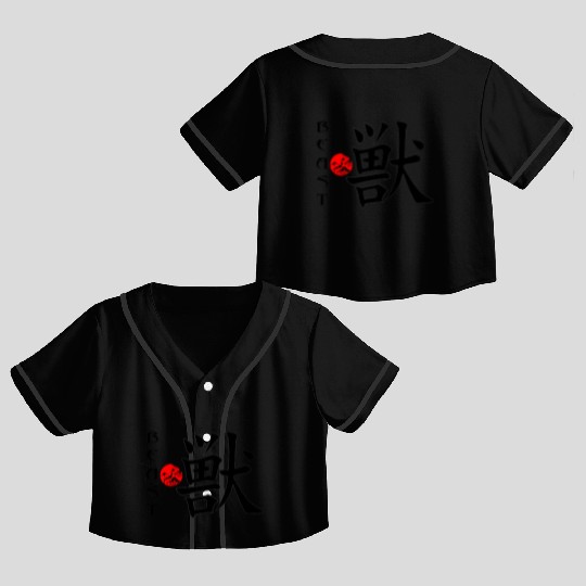 Beast Japanese Kanji stars love Crop Top Baseball Jerseys