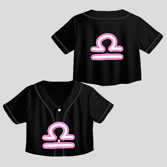 Libra Zodiac Sign Neon Pink Crop Top Baseball Jerseys