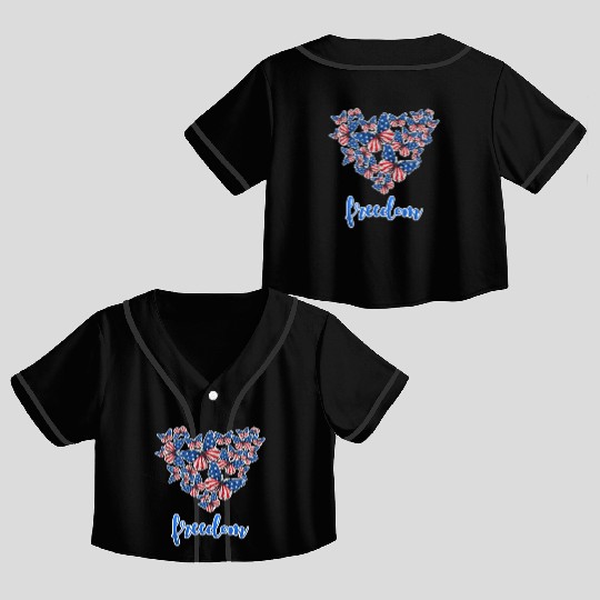 American Freedom Independence Day 4th July USA Crop Top Baseball Jerseys