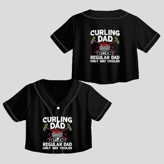 Curling Dad Like A Regular Dad But Cooler Retro Crop Top Baseball Jerseys