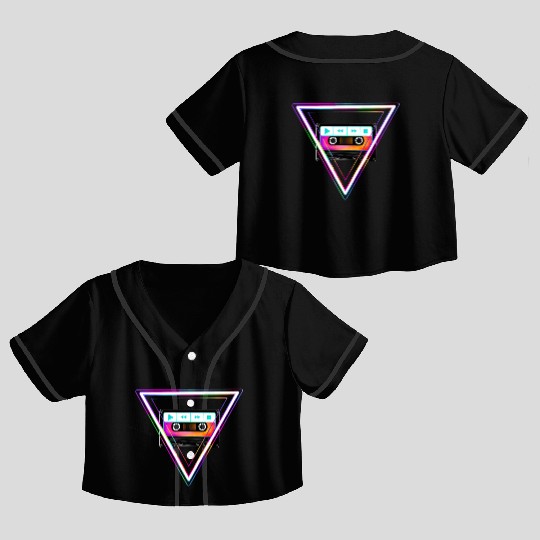 Totally Triangular 80s Cassette Tape Crop Top Baseball Jerseys