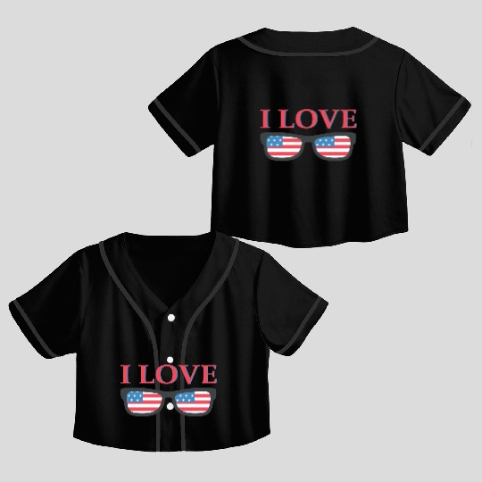 I Love America Crop Top Baseball Jerseys