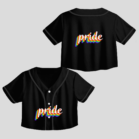 Happy Pride Rainbow Multi Color Gay Lesbian Lgbtq Crop Top Baseball Jerseys