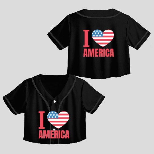 I Love America Crop Top Baseball Jerseys