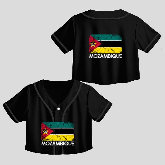 Mozambican Flag Made In Mozambique Crop Top Baseball Jerseys
