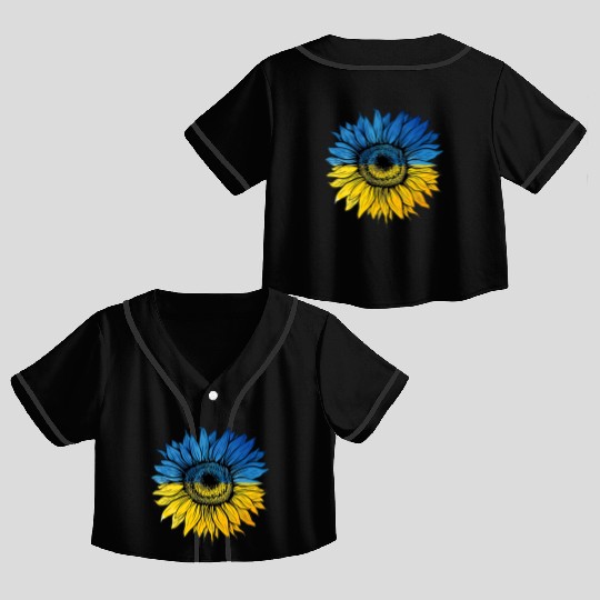 Sunflower Ukraine Ukrainian Flag Stand With Ukrain Crop Top Baseball Jerseys