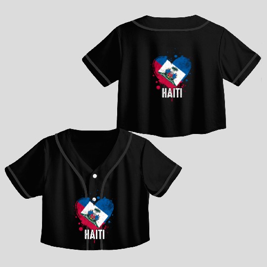 Haitian Vacation Haiti Flag Crop Top Baseball Jerseys