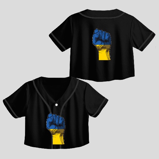 Ukraine Fist Flag Ukraine Flag Crop Top Baseball Jerseys