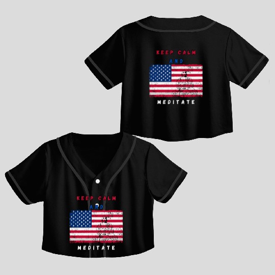 Independence Day Buddha Meditation Crop Top Baseball Jerseys
