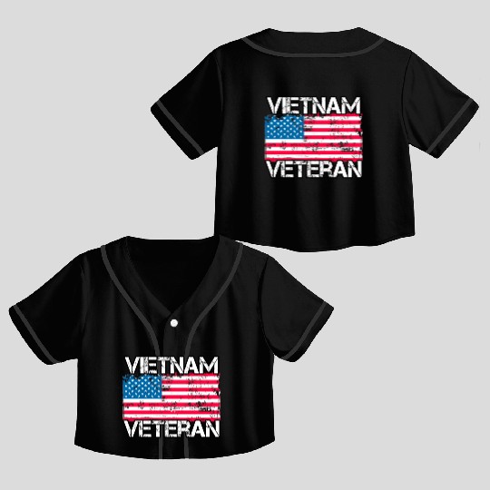 Vietnam Veteran Us Flag Military Vet Crop Top Baseball Jerseys