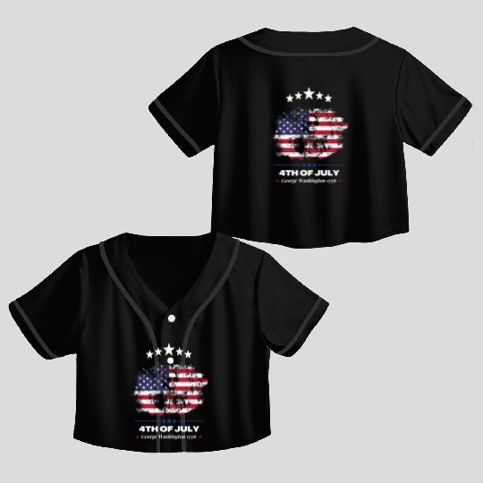 4th Of July Suck It England George Washington 1776 Crop Top Baseball Jerseys
