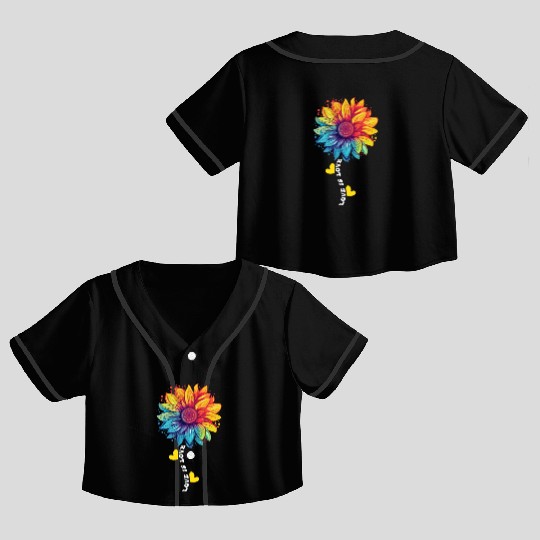Rainbow Sunflower Love LGBT Gay Lesbian Pride Pun Crop Top Baseball Jerseys