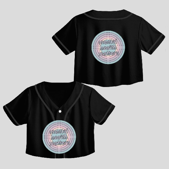 Mental Health Matters | Retro Circle French Grey Crop Top Baseball Jerseys