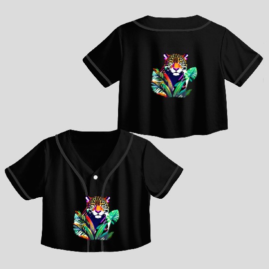 Jaguar in the Tropics Crop Top Baseball Jerseys