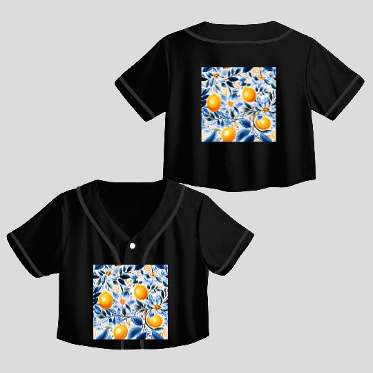 Yellow Lemon Floral Detailed Summer Collection 01 Crop Top Baseball Jerseys
